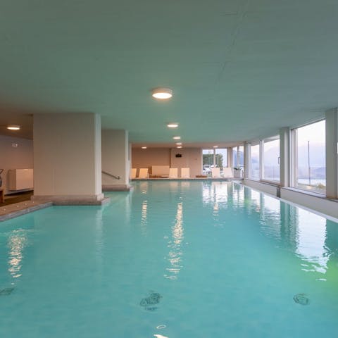 Swim leisurely lengths in the communal pool before indulging in a massage