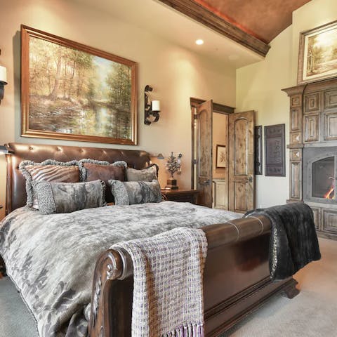 Sink in to the comfort of the sleigh bed in the master bedroom