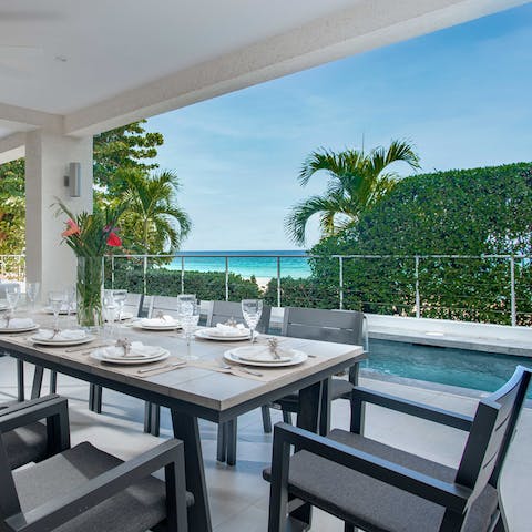 Drink and dine alfresco on your beach view terrace