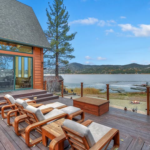 Relax on your private decking while you look out over the scenic lake views