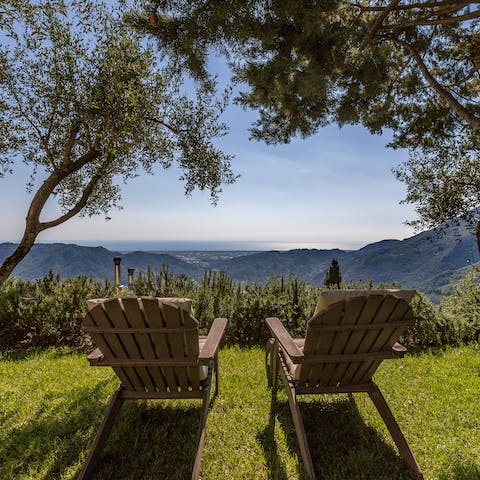 Find a quiet spot in the private terraced garden to take in the view