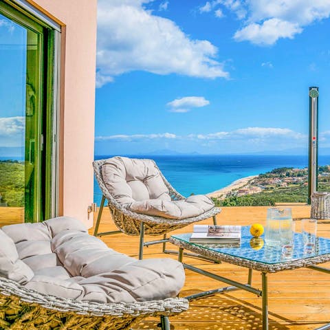 Drink up sea air and coffees from the private deck