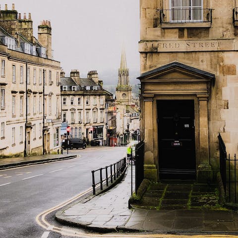 Explore Bath's historic centre and its myriad sights, a ten-minute walk away