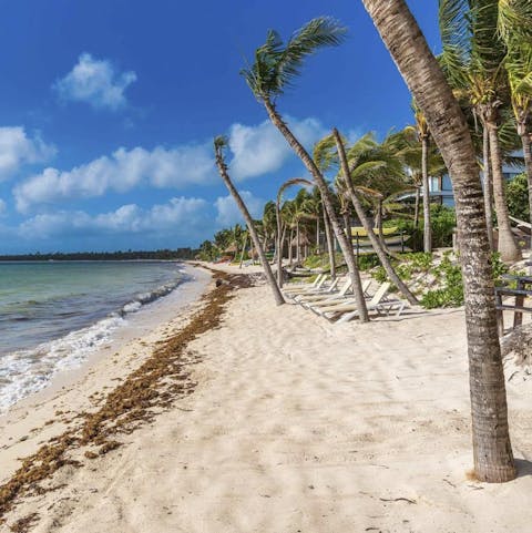 Stay on the beachfront of  Soliman Bay, just fifteen minutes from Tulum