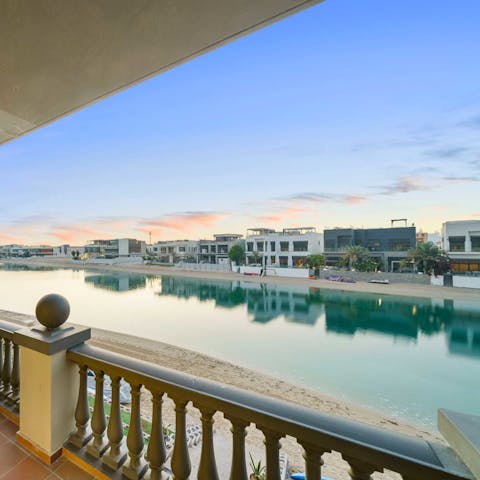 Enjoy picturesque waterside views from the balcony