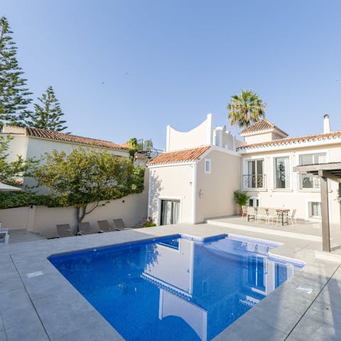 Swim in the private pool to cool off in the heat