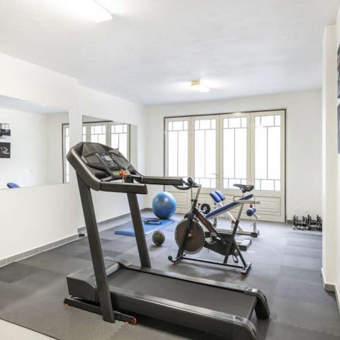 Keep on top of your workout schedule in the home's private gym