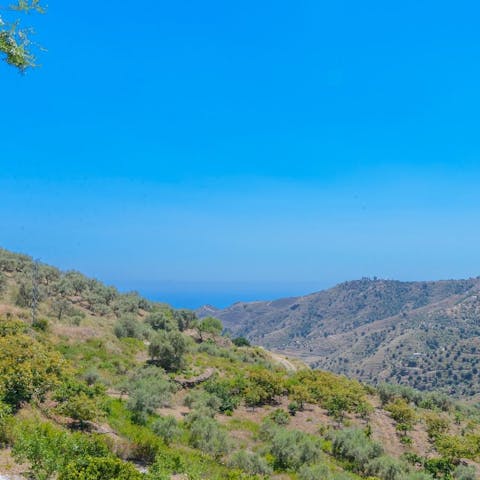 Take in far-reaching views over the breathtaking landscapes to the Mediterranean beyond