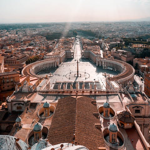 Visit the magnifcent Vatican City – this imposing independent city state is just a twenty-minute walk away