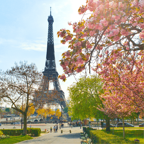 Take a fifteen-minute stroll to the iconic Eiffel Tower 