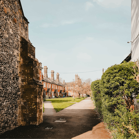 Marvel at Winchester's Elizabethan and Regency architecture – the unspoiled cathedral city is a fifteen-minute drive away 