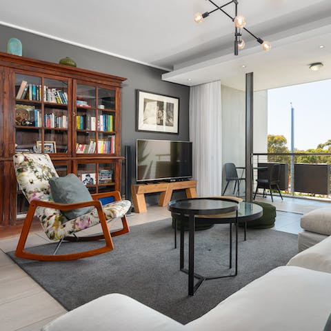 Curl up with a book in the light-drenched living room