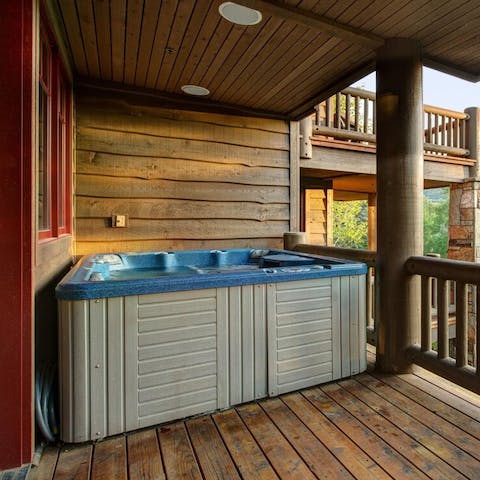 Relax in your private hot tub after a day on the slopes