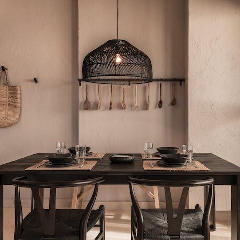 Dine with friends at a table so stylish it feels like a restaurant