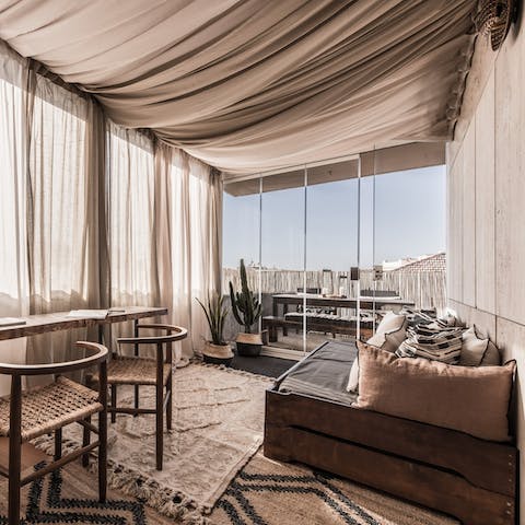 Chill out under the canopied section of the terrace