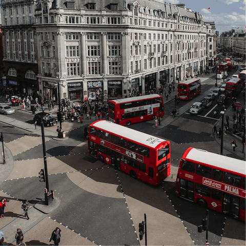Head to Oxford Street for some retail therapy – a fifteen-minute walk away