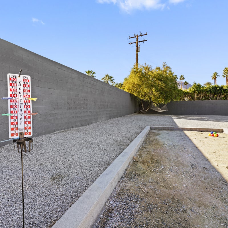 Strike up a game on the professional bocce ball court