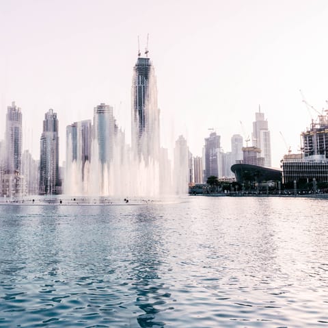 Visit the stunning Dubai Fountain, just a short drive from the apartment