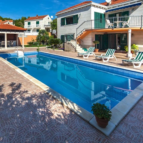 Cool off from the Croatian summer sun in the private swimming pool 