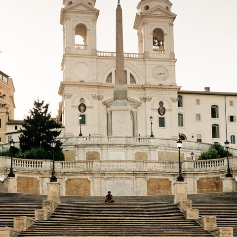 Enjoy the lively atmosphere at the Spanish Steps – a thirty–minute walk away