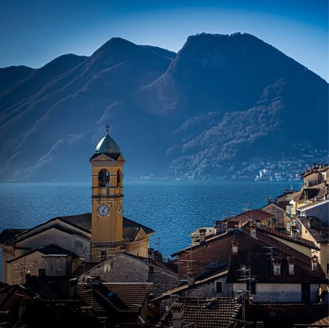 Explore beautiful Lake Como, a thirteen-minute walk away