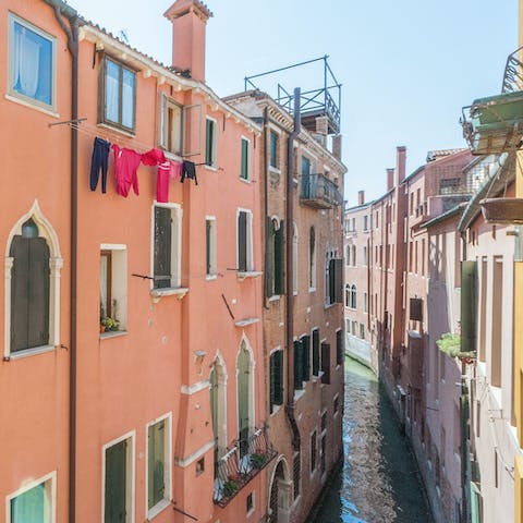 Take in the unique Venetian neighbourhood views from the back of the apartment