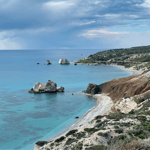 Discover the myths and legends in Paphos – Aphrodite's Rock is a four-minute drive away