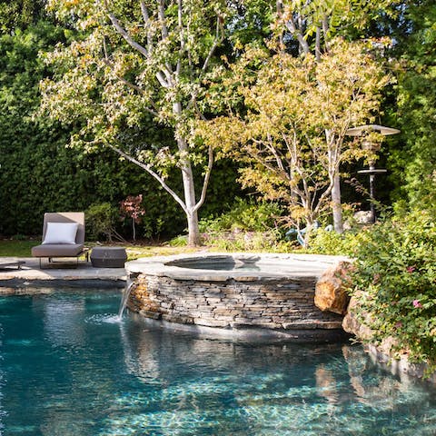 While away a few hours by the landscaped freeform pool – or in the hot tub