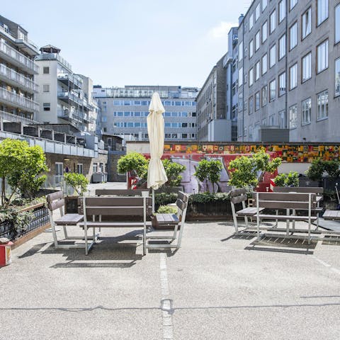 Sip a Danish beer in the shared garden area