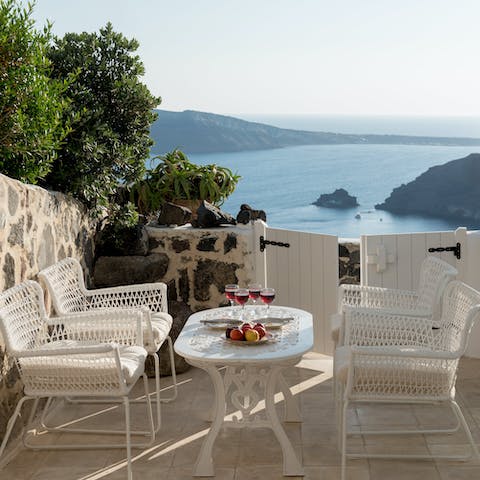 Look forward to tucking into a sunset supper on the terrace