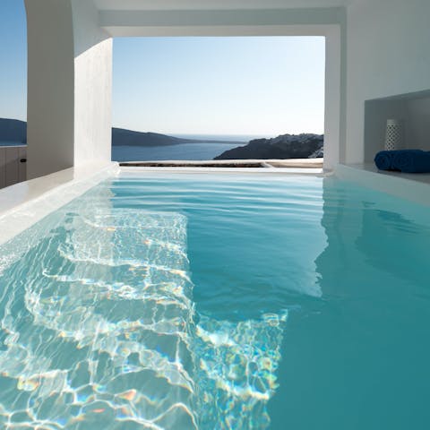 Enjoy floating about in the private pool on warm days