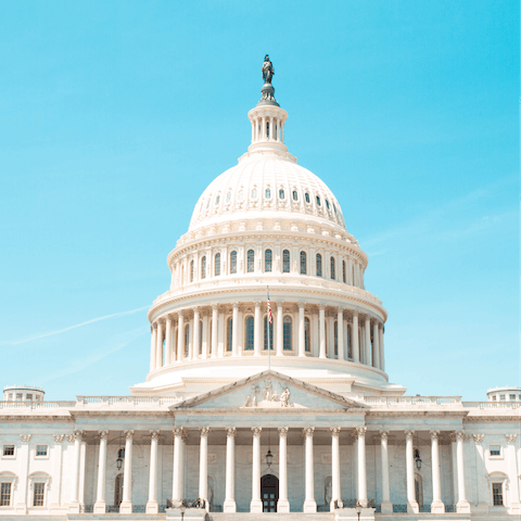 Visit the United States Capitol, just over thirty minutes away on foot