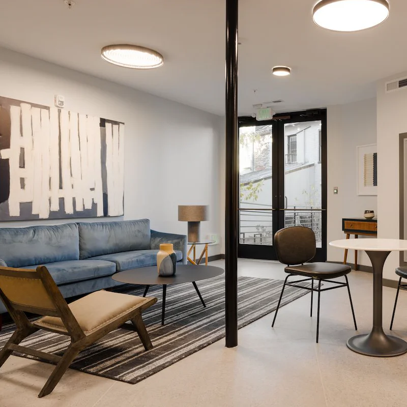 Chill out in the communal lounge before treating yourself to dinner at one of the many nearby restaurants