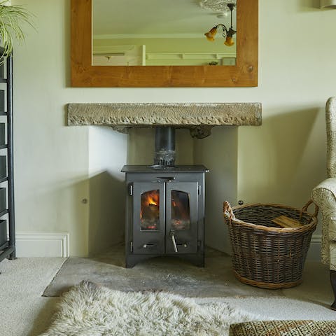 Get toasty toes in front of the wood-burning stove
