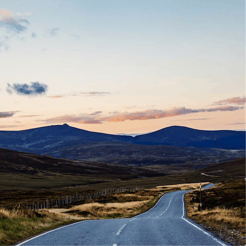 Drive through the Scottish wilderness and into the majestic beauty of the Glen Dye Estate