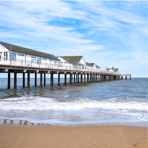 Walk the length of Southwold Pier, only twenty minutes away by car