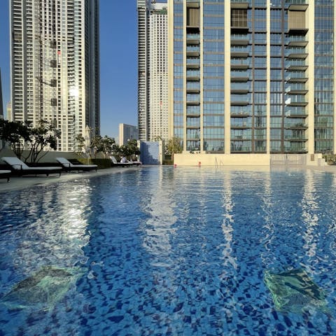 Dive into the communal pool for a few leisurely laps