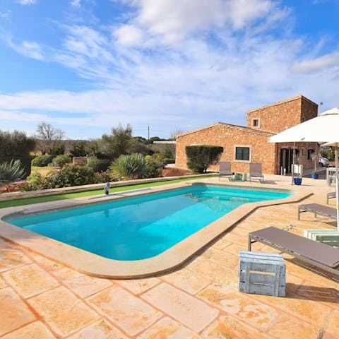 Cool off from the Mallorcan sun in the private pool