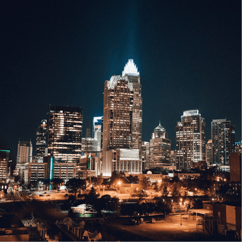 Drive just ten minutes to downtown Charlotte