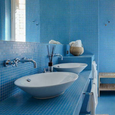 Enjoy a big bathroom, complete with a double-basin vanity