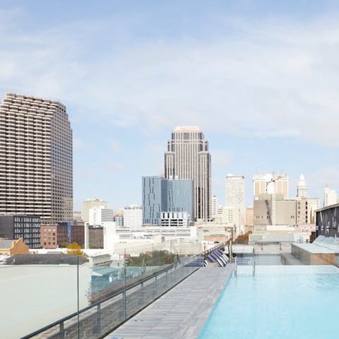 Slip into the rooftop pool for morning laps with a view