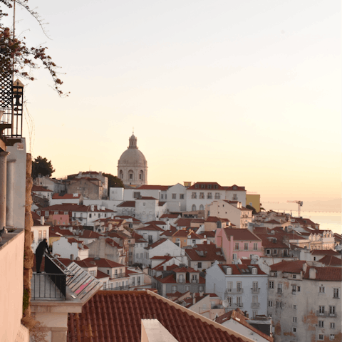 Marvel at the sunset from Miradouro de Santa Luzia – less than 200m from your home