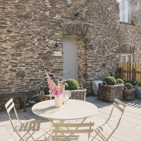 Enjoy afternoon tea out on one of two patios