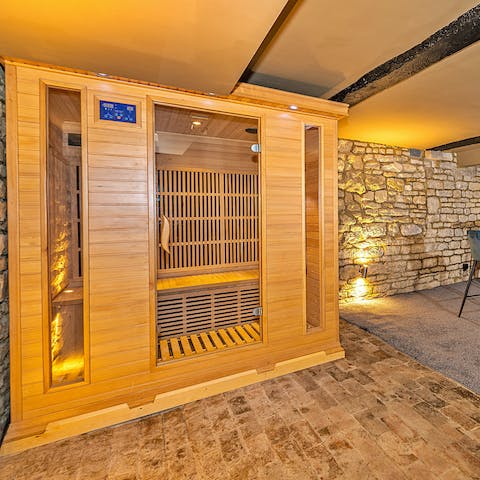 Relax at the end of the day with a trip to the sauna