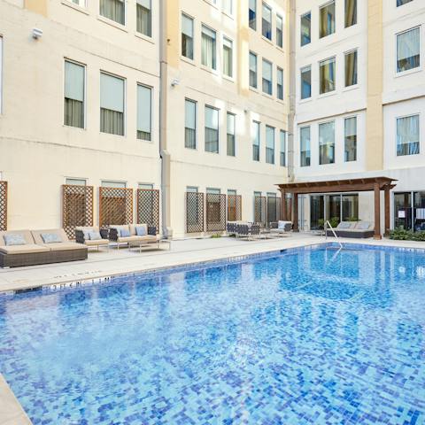 Spend afternoons taking cool dips in the communal pool
