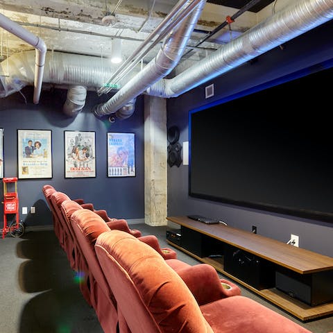 Enjoy a movie night in the shared cinema room