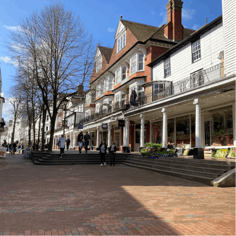 Sample the restaurants, shops and cafes in Royal Tunbridge Wells's town centre, a fifteen-minute walk away
