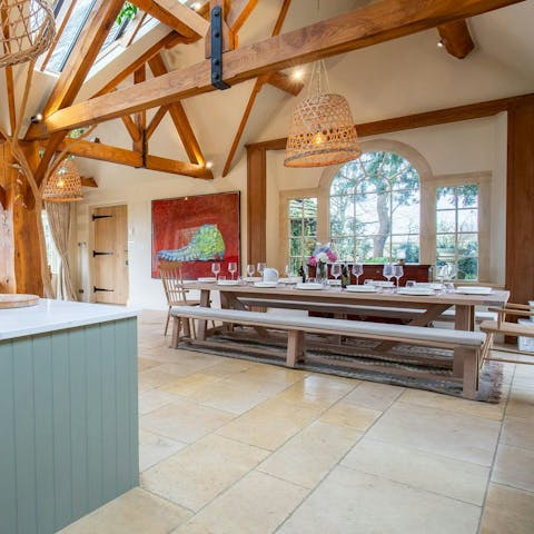 Feast together in the beautiful, light-filled kitchen and dining space