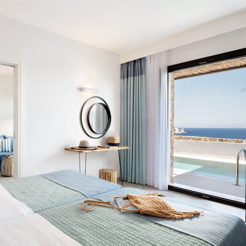 Step out onto your dreamy pool patio directly from your bedroom