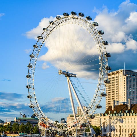 Head to the South Bank to explore the heart of London's cultural scene and take a panoramic ride on the London Eye – it's just a mile away 